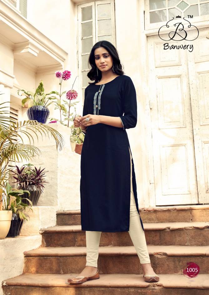 Banwery Mohini Latest Casual Wear Wear Embroidery Work Kurtis Collection